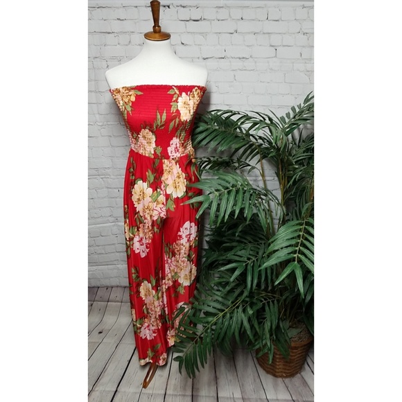 Mlle Gabrielle Pants - ❤️Sexy Red Floral One piece Jumpsuit
